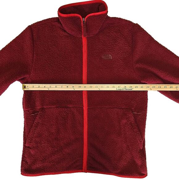 The North Face Mens Dunraven Sherpa Full-Zip Jacket Sz L Red Fleece Outdoor - Picture 6 of 9
